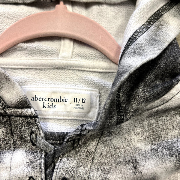 Abercrombie & Fitch Girls Black + White Marble Hooded Pullover 11/12