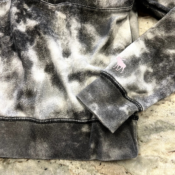 Abercrombie & Fitch Girls Black + White Marble Hooded Pullover 11/12