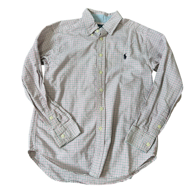 Ralph Lauren Pink + Blue Plaid Button Down Top Boys Medium