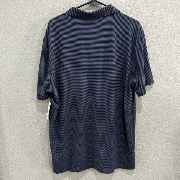 NWT George Navy Striped Short Sleeve Polo Size Large