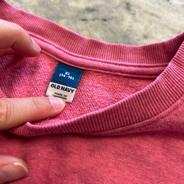 Old Navy Girls Heart of Earth Pink Oversized Sweatshirt Size XL 14/16