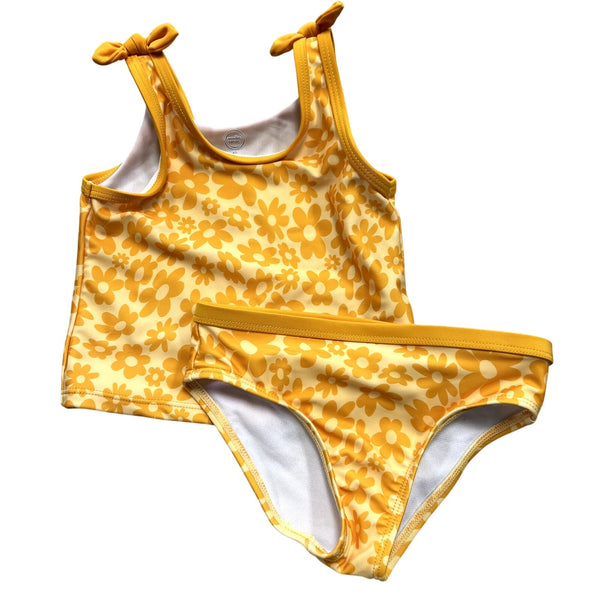 Wonder Nation Floral Girls Yellow Tankini Swimsuit Size 4T