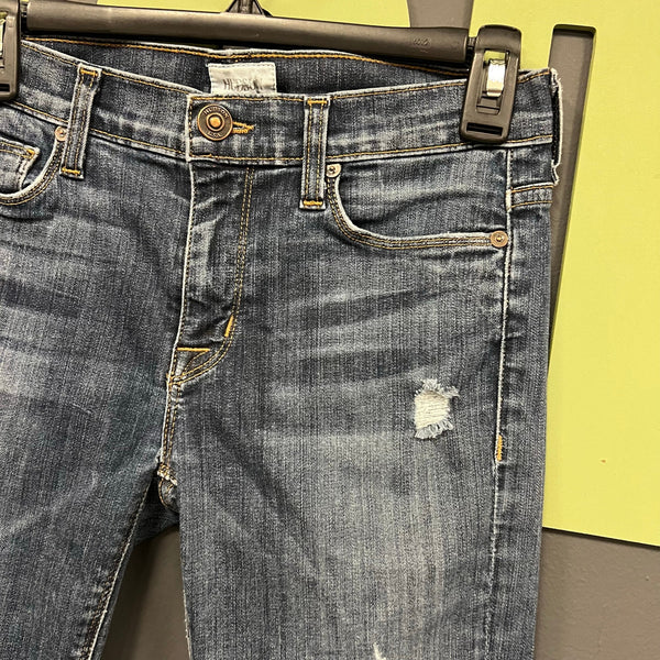 Hudson Mid Rise Distressed Dark Wash Skinny Jeans Size 25