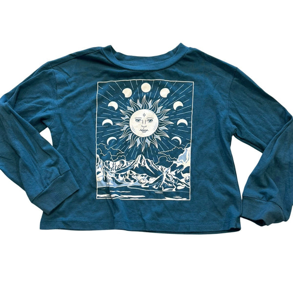 Girls Long Sleeve Teal Elements of Earth Graphic Tee Size XS
