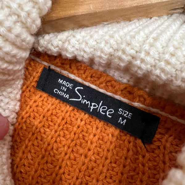 Simplee Women's Color Block Chunky Knit Sweater Size Medium