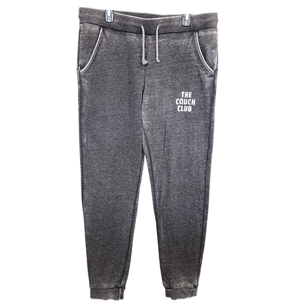 Chicka D Charcoal Fleece Acid Wash "The Couch Club" Joggers Size XL