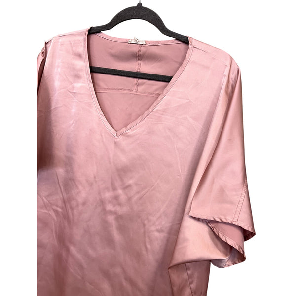 Jodifl Boutique Pink Silk V-Neck Blouse Size Medium