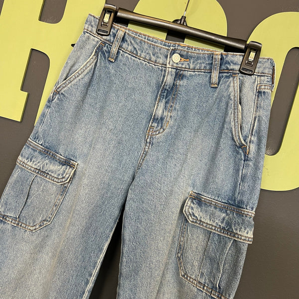 Old Navy High Rise Baggy Wide Leg Cargo Jeans Youth 16