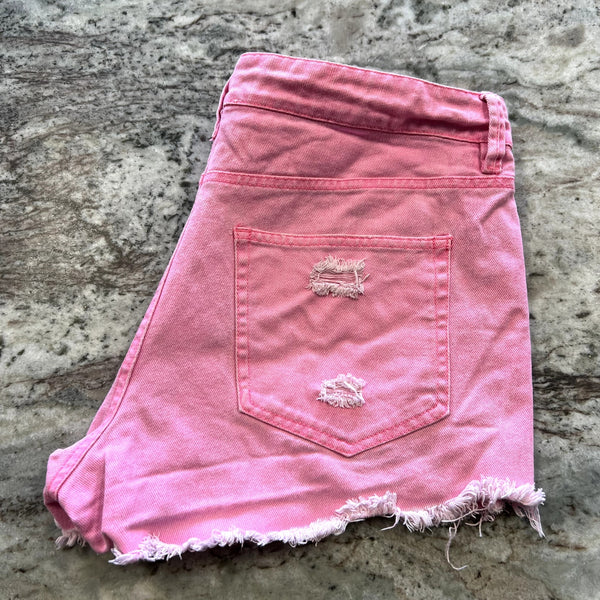 Peach Love Pink Denim Cutoff Shorts Size Large