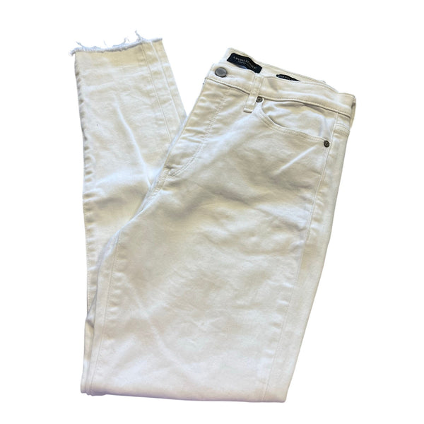 Banana Republic White High Rise Raw Hem Skinny Jeans Size 29