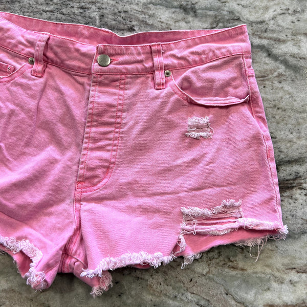 Peach Love Pink Denim Cutoff Shorts Size Large