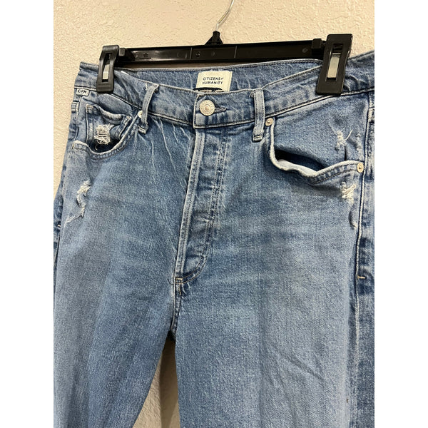 Citizens of Humanity Button Fly Charlotte Crop Distressed Jeans Size 29
