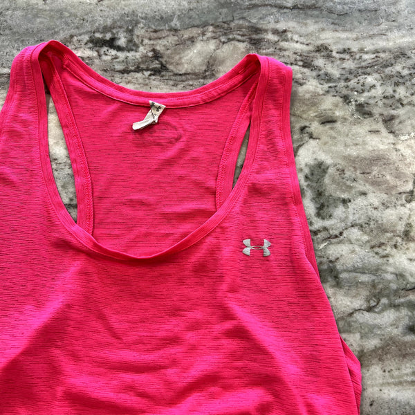 Under Armour Hot Pink Loose Fit Racerback Tank Top Size Large