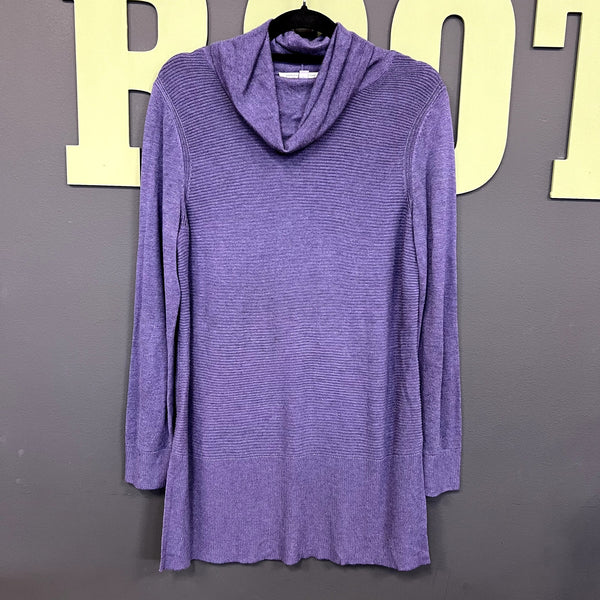 Adrienne Vittadini Purple Turtleneck Sweater Dress Large