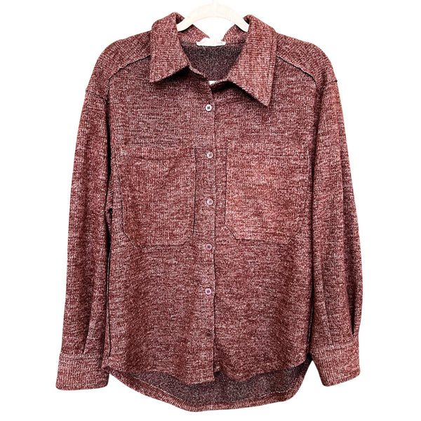 New In Boutique Brown Button Down Shacket Size Small