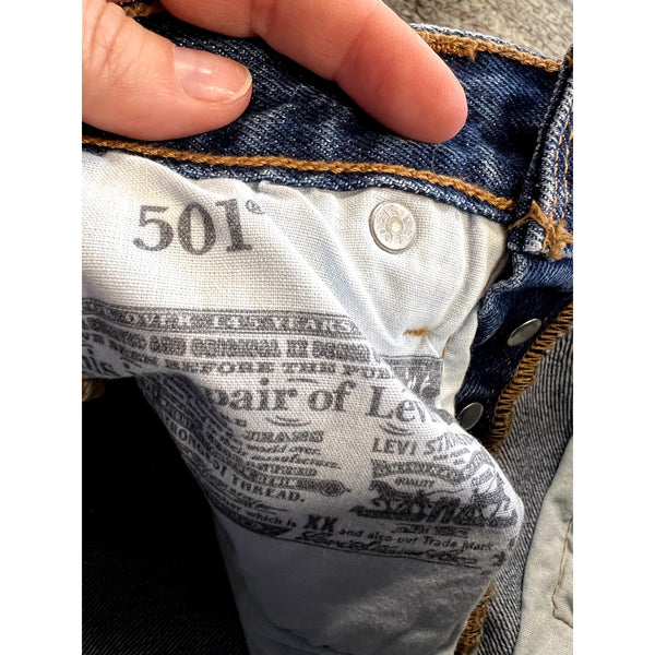 Levi's 501 Distressed Cuffed Straight Leg Jeans Size 25