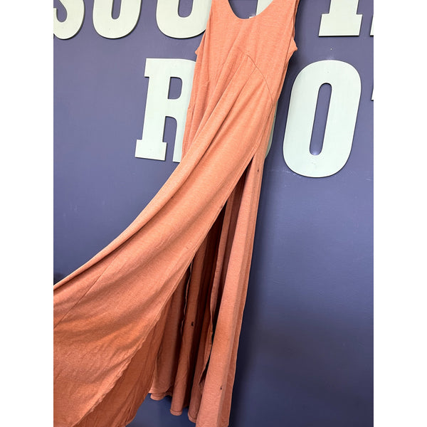Halara Orange Side Slit Maxi Cotton Swim Cover Up Medium