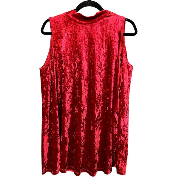 NWOT Crushed Red Velvet Open Shoulder Long Sleeve Blouse 1XL