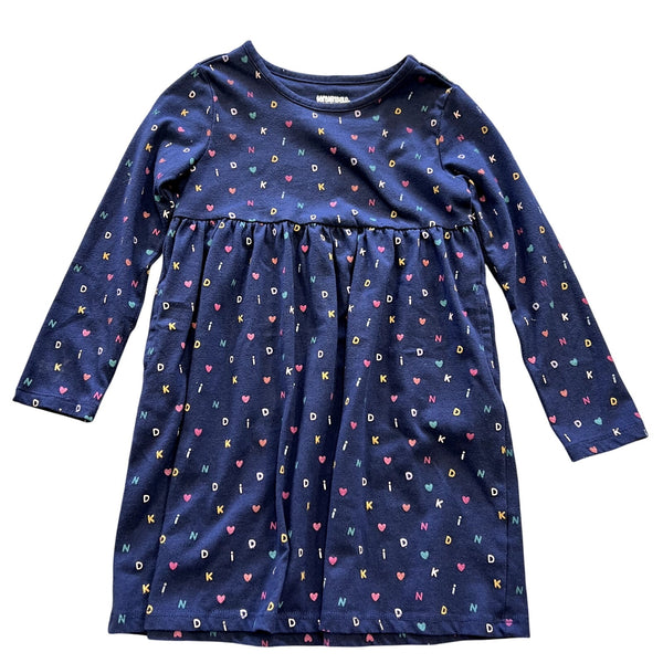Garanimals Navy Blue Fit + Flare Long Sleeve Kind Girls Dress 5T
