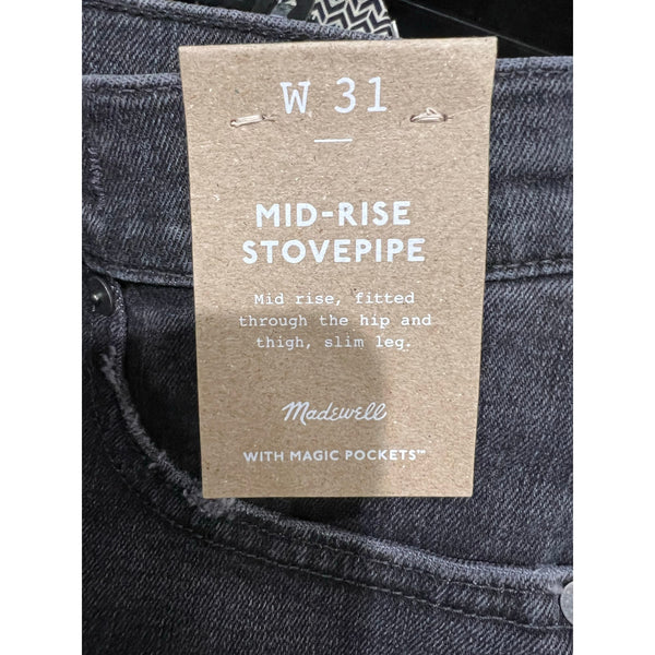 NWT Madewell Mid Rise Stovepipe Black Jeans Size 31