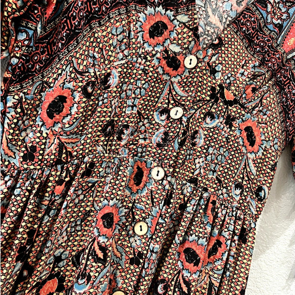 Newbury Kustom Boutique V-Neck Button Front Maxi Dress Medium