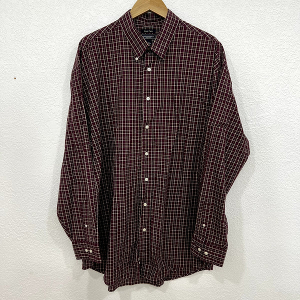 Saddlebred Easy Care Maroon Plain Button Down Size 2XL Tall