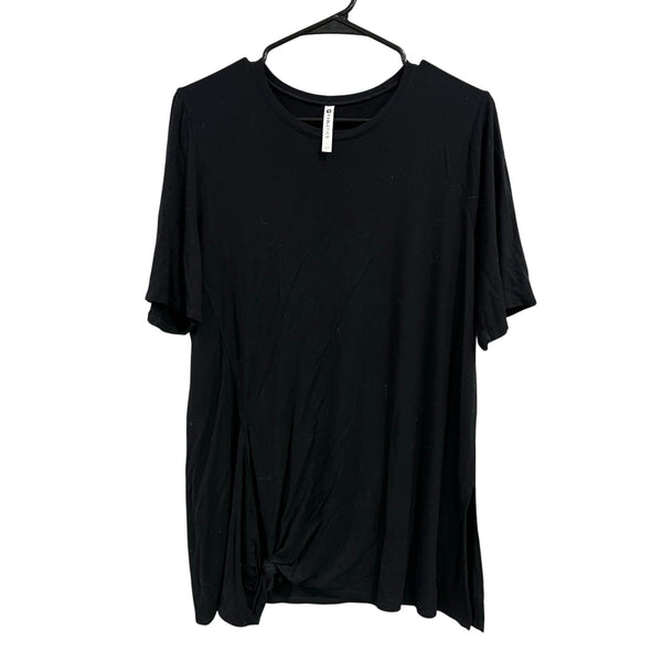 Fabletics Black Side Tie S/S Crew Neck Top Large