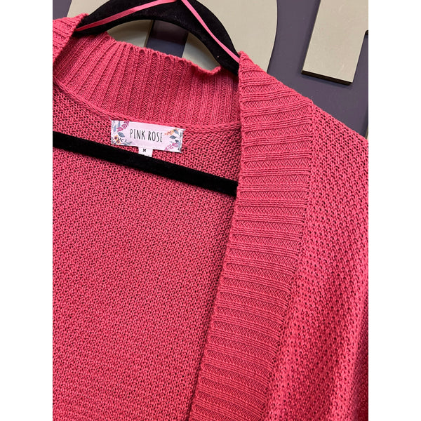 Pink Rose Pink Knit Open Front Cardigan Medium