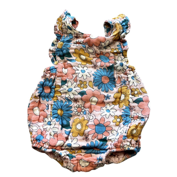 Angel Dear Gauze Floral Bohemian Romper Size 0-3 Mo.