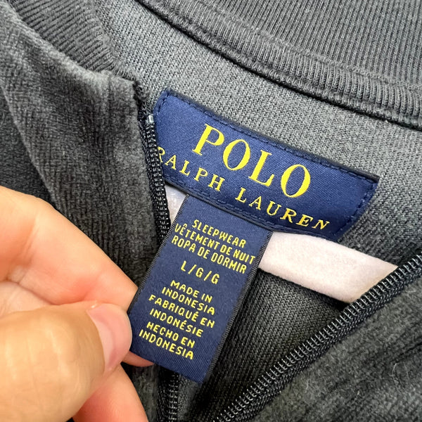 Polo Ralph Lauren Charcoal Velvet Sleepwear Full Zip Jacket Size Large