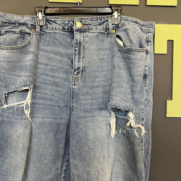 Fashion to Figure Side Slit Distressed Jeans Plus Size 26