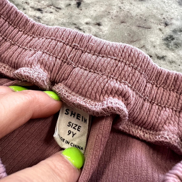 Girls Ribbed Mauve Cotton Shorts Size Youth 9