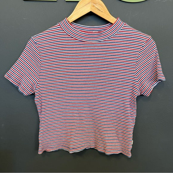 Levi’s Red White Blue Striped Baby Tee Size Large