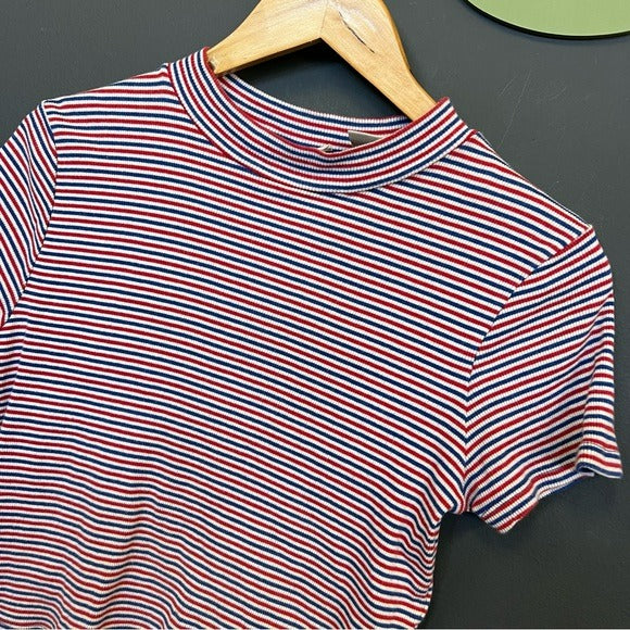 Levi’s Red White Blue Striped Baby Tee Size Large