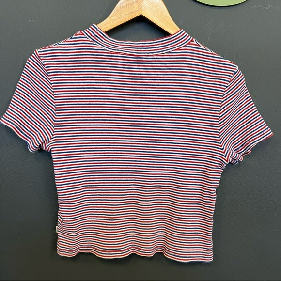 Levi’s Red White Blue Striped Baby Tee Size Large