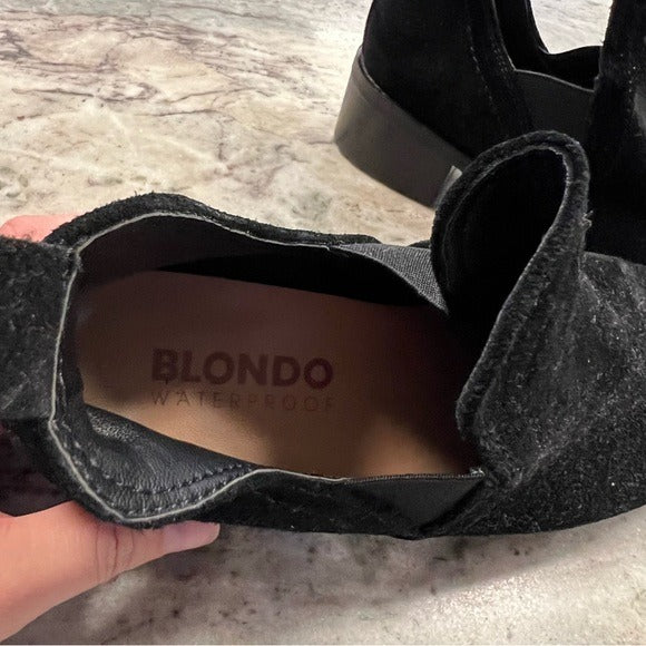 Blondo Sandra Black Suede Ankle Bootie Size 6.5 Waterproof