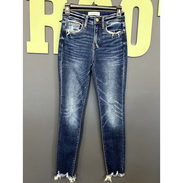 Flying Monkey Dark Wash Raw Hem Skinny Jeans Size 24