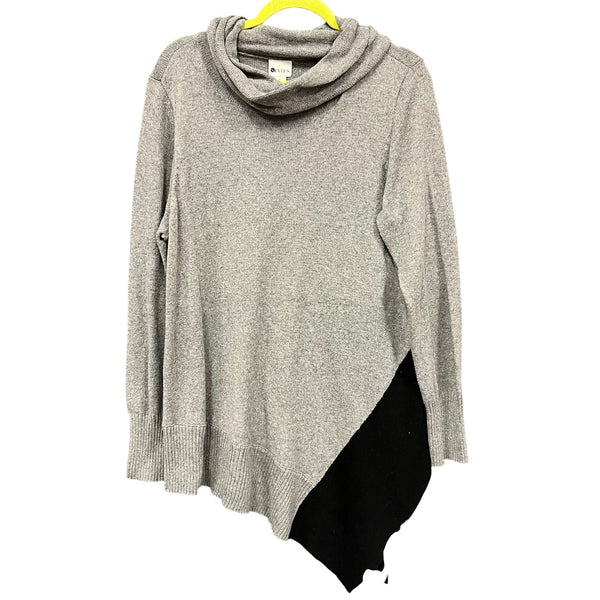 Stylus Gray + Black Asymmetrical Turtleneck Sweater Size XL