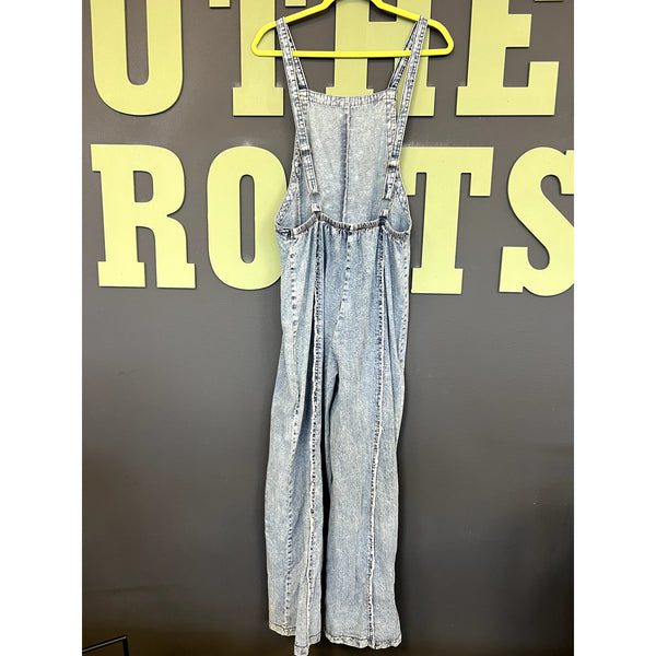 Women's Open Back Denim Jumpsuit Size Medium