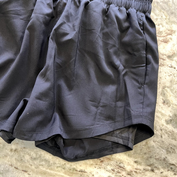NWT Crane High Waisted Lined Black Athletic Shorts with Pockets Small