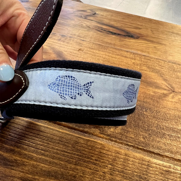 Vineyard Vines Canvas Club Belt Blue + Leather Size 32