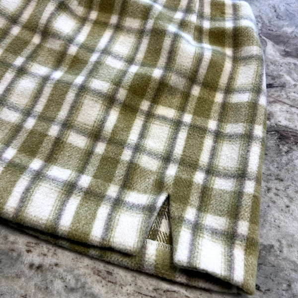 Vestique Green + Cream Plaid Wool Mini Skirt Size Women's Small