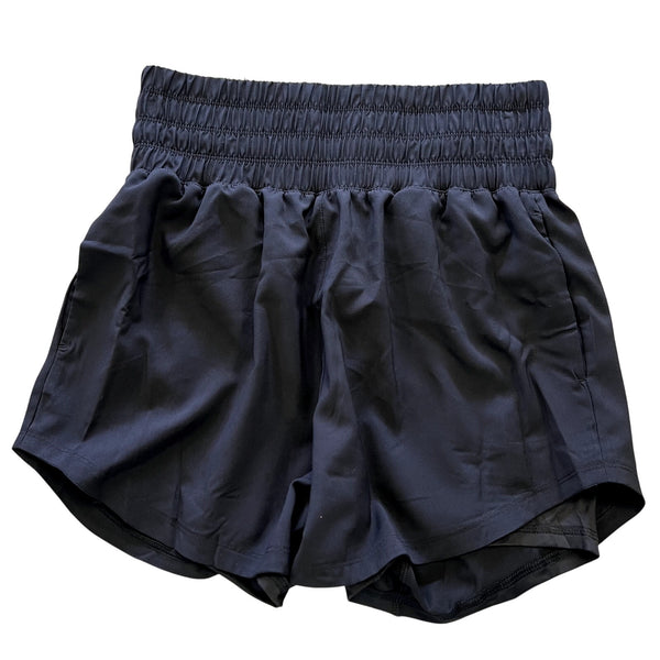 NWT Crane High Waisted Lined Black Athletic Shorts with Pockets Small