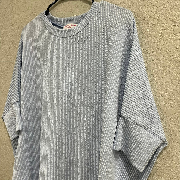 Women's Light Blue Ribbed Dolman Top One Size