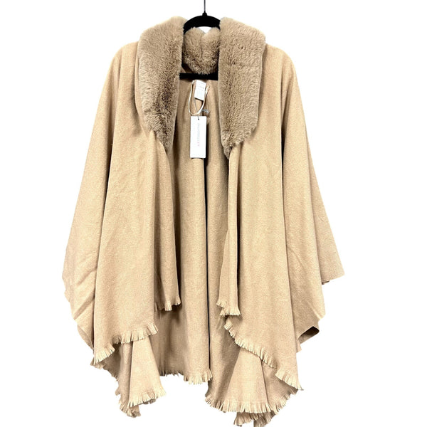 NWT Liz Claiborne Tan Faux Fur Shaw OS