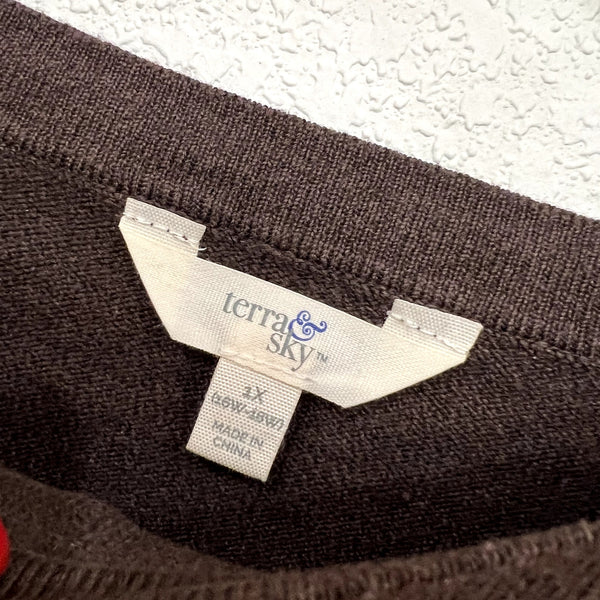 Terra & Sky Brown Sweater Size 1XL
