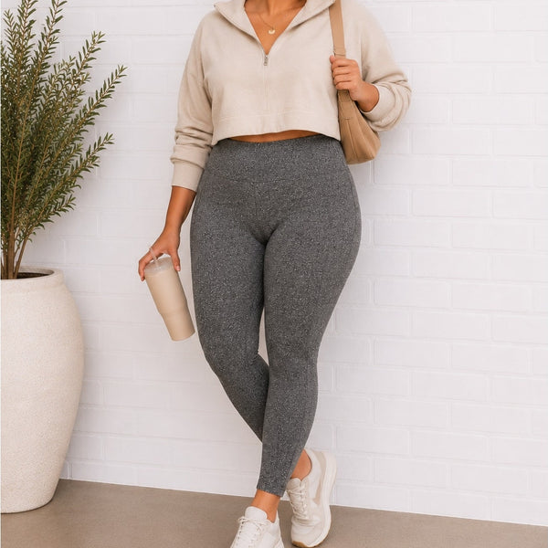 ZigZag Stripe Heather Gray Cropped Leggings Size 2XL