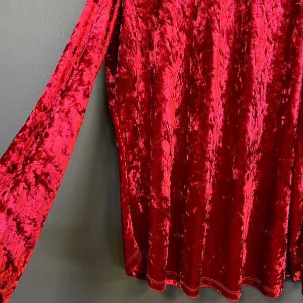 NWOT Crushed Red Velvet Open Shoulder Long Sleeve Blouse 1XL