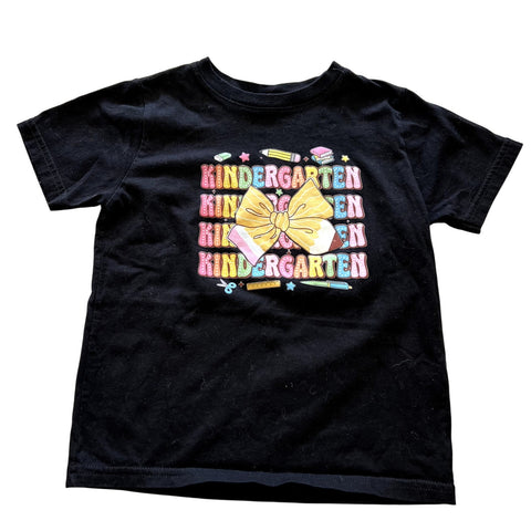Girls Black Kindergarten Graphic Tee Size 4/5