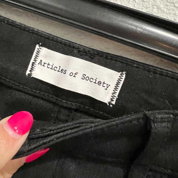 NWT Articles of Society Hilary Breakwater Coated Black Skinny Jeans Size 24